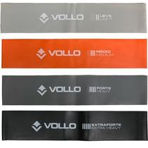 Kit 4 Faixas De Exercicio Vollo VP1081 25x5cm em Borracha Termoplástica