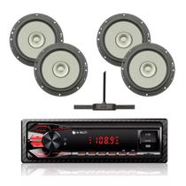 Kit 4 Falantes 140w Full Range 6 Pol + Rádio De Carro Bt