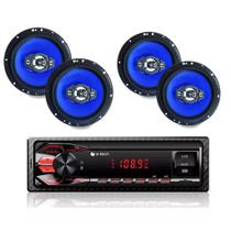 Kit 4 Falantes 6 Pol 55w Orion + Rádio Para Carro Bluetooth