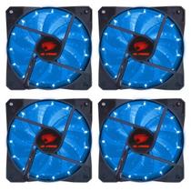 Kit 4 Fan Cooler Gamer Led Azul 120x120mm