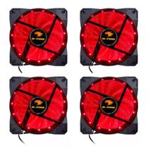 Kit 4 Fan Cooler Gamer Led Vermelho 120x120mm