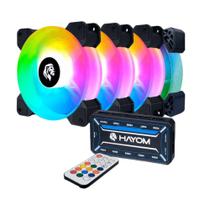 Kit 4 Fans Hayom Led RGB 120mm C/ Controladora - FC1306 Kit 4 Fans Hayom Led RGB 120mm C/ Controladora - FC1306