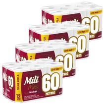 Kit 4 Fardos Papel Higiênico Folha Dupla Mili 12 Rolos com 60 Metros Max Neutro - Kit 2880 Metros de Papel Kit 4 Fardos Papel Higiênico Folha Dupla Mili 12 Rolos com 60 Metros Max Neutro - Kit 2880 Metros de Papel