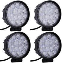 Kit 4 Faróis de Milha Auxiliar Redondo 16 LEDs Universal 6000K Branco 48W 12V e 24V Carro Moto Caminhão Jeep Off-Road Kit 4 Faróis de Milha Auxiliar Redondo 16 LEDs Universal 6000K Branco 48W 12V e 24V Carro Moto Caminhão Jeep Off-Road