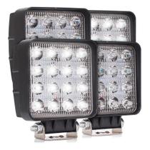 Kit 4 Faróis de Milha Auxiliar Redondo 16 LEDs Universal 6000K Branco 48W 12V e 24V Carro Moto Caminhão Jeep Off-Road Kit 4 Faróis de Milha Auxiliar Redondo 16 LEDs Universal 6000K Branco 48W 12V e 24V Carro Moto Caminhão Jeep Off-Road