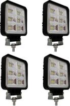 KIT 4 Faróis de Milha Luz Auxiliar LED 144W LE6721 Carro Caminhonete Trator máquina de construção KIT 4 Faróis de Milha Luz Auxiliar LED 144W LE6721 Carro Caminhonete Trator máquina de construção