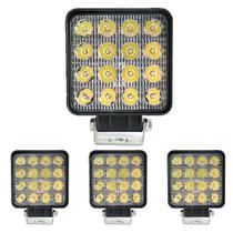 Kit 4 Farol De Led Quadrado 16 Led Bi-volt 10-30v 48w Branco