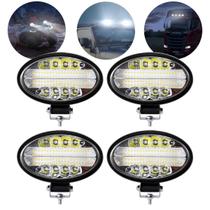 Kit 4 Farol Led Oval 144w 12v 24v Linha Pesada Caminhão Trator Colheitadeira