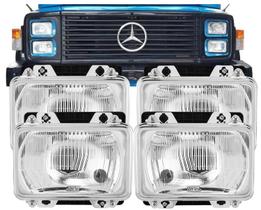 Kit 4 Farol Mb 1113 1313 1513 2013 Cara Preta Mercedes Vidro - NINO