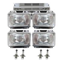 Kit 4 Farol Mb Mercedes Bicudo Cara Preta Nino + Lâmpada 12V