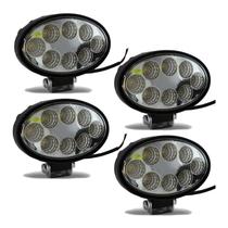 Kit 4 Farol Milha 8 Led 24w 12v 24v Oval Carro Trator