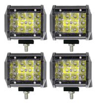 Kit 4 Farol Milha Auxiliar 12led 36w 9v60v Retângulo Offroad