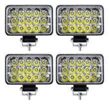Kit 4 Farol Milha Auxiliar 15led 45w 9v36v Retângulo Offroad