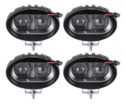 Kit 4 Farol Milha Auxiliar 2led 20w 9v80v Oval Offroad 6500k