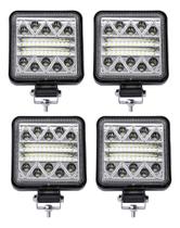 Kit 4 Farol Milha Auxiliar 34led 102w 9v36v Quadrado Offroad