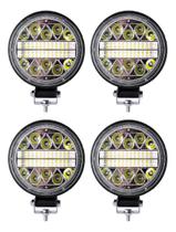 Kit 4 Farol Milha Auxiliar 34led 102w 9v36v Redondo Offroad