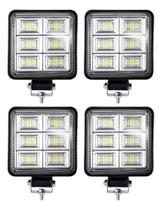 Kit 4 Farol Milha Auxiliar 48led 144w 9v36v Quadrado Offroad Kit 4 Farol Milha Auxiliar 48led 144w 9v36v Quadrado Offroad