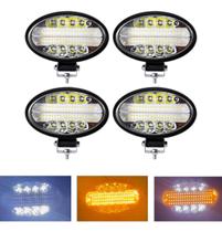 Kit 4 Farol Milha Auxiliar 48led 144w Oval Offroad Strobo Kit 4 Farol Milha Auxiliar 48led 144w Oval Offroad Strobo