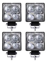 Kit 4 Farol Milha Auxiliar 4led 12w 9v36v Oval Quadrado Kit 4 Farol Milha Auxiliar 4led 12w 9v36v Oval Quadrado
