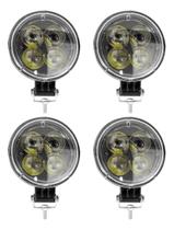 Kit 4 Farol Milha Auxiliar 4led 12w 9v36v Redondo 6500k Kit 4 Farol Milha Auxiliar 4led 12w 9v36v Redondo 6500k