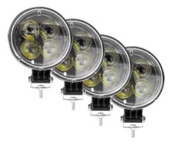 Kit 4 Farol Milha Auxiliar Bola Agrícola Off Road 12w 6500k