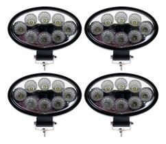 Kit 4 Farol Milha Auxiliar Oval Agrícola Off Road 24w 6500k
