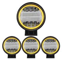 Kit 4 Farol Milha Led Redondo 72w Pisca Âmbar Seta 10-36v