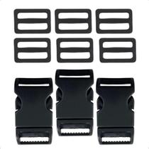 Kit 4 Fechos Engate Rápido 25mm E 8 Reguladores Para Bolsas