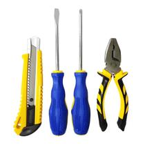 Kit 4 Ferramenta Alicate, Estilete, Chave Philips e Fenda