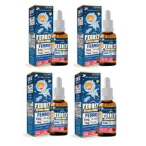 Kit 4 FERRIX Ferro infantil 4x30ml Morango Flora Nativa