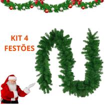 Kit 4 Festão Aramado 200 Galhos Grosso Luxo Com 2,70 Metros Decoração Enfeite de Natal Kit 4 Festão Aramado 200 Galhos Grosso Luxo Com 2,70 Metros Decoração Enfeite de Natal