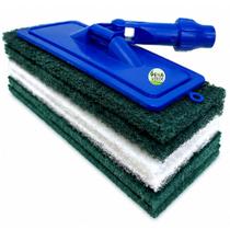 Kit 4 FIBRAS para Limpeza Completa 3 em 1 + Suporte Limpa Tudo AZUL Articulado LT Garras Encaixe Para Cabos Universal