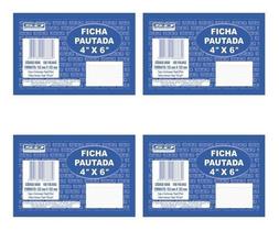 Kit 4 fichas pautadas 4x6 100 fls São Domingos