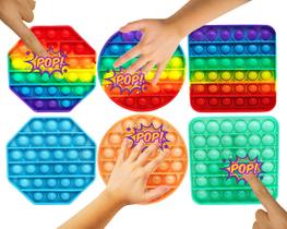 Kit 4 Fidget Toys Hand Spinner Anti Stress Pop It Glitter Colorido