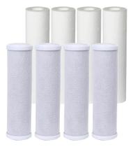 Kit 4 Filtro Refil Polipropileno + 4 Carvão Block Branco Kit 4 Filtro Refil Polipropileno + 4 Carvão Block Branco