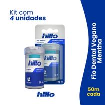 Kit 4 Fios Dentais Menta Vegano 50m Hillo Econômico Refrescância e Sustentabilidade