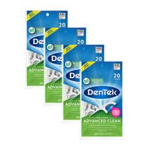 Kit 4 Fios Dental Dentek Floss Picks Triple Clean Advanced 20un cada