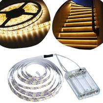 Kit 4 Fios Fita LED Luz Amarela 120 Lâmpadas LED 2m À Pilha