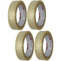 Kit 4 Fita Adesiva 373 PP Transparente 24MM X 50M