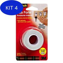 Kit 4 Fita Dupla Face Fixa Forte 24mmx1,5 Uso Interno Scotch 3M