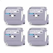 Kit 4 Fitas para Rotulador Evolut MK231 12mm x 8m Reposição Impressão Branco com Escrita Preta Kit 4 Fitas para Rotulador Evolut MK231 12mm x 8m Reposição Impressão Branco com Escrita Preta