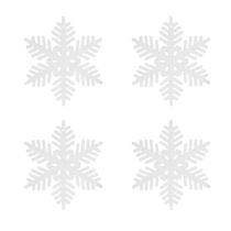 Kit 4 Floco De Neve 6 Pontas Glitter Branco Natal 18Cm