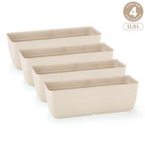 Kit 4 Floreiras Sem Pratos 11,5L Jardineiras Vasos Plásticos Retangulares Diversas Cores