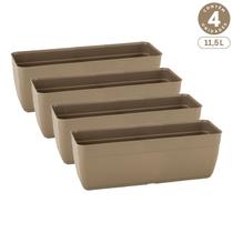Kit 4 Floreiras Sem Pratos 11,5L Jardineiras Vasos Plásticos Retangulares Diversas Cores