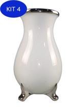 Kit 4 Floreiro / Vaso De Cerâmica 22Cm - Branco