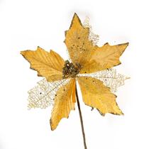 Kit 4 Flores Cabo Artificial Decoração De Natal Brilho 25cm