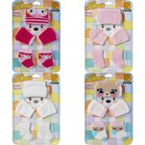 Kit 4 Fofurinhas Touca Luva e Meia Bebê Recém Nascido Menina Kit 4 Fofurinhas Touca Luva e Meia Bebê Recém Nascido Menina