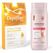 Kit 4 Folhas Depilação Depilflax Natural 80 Unid.+ Locão Firmadora Hidramais Kit 4 Folhas Depilação Depilflax Natural 80 Unid.+ Locão Firmadora Hidramais