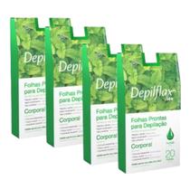 Kit 4 Folhas Prontas Corporais Depilação Cera Depilflax Hortelã 80 Unid. Kit 4 Folhas Prontas Corporais Depilação Cera Depilflax Hortelã 80 Unid.