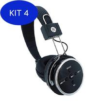 Kit 4 Fone Bluetooth B-05 Estéreo Ouvido Mp3 Preto Radio Fm